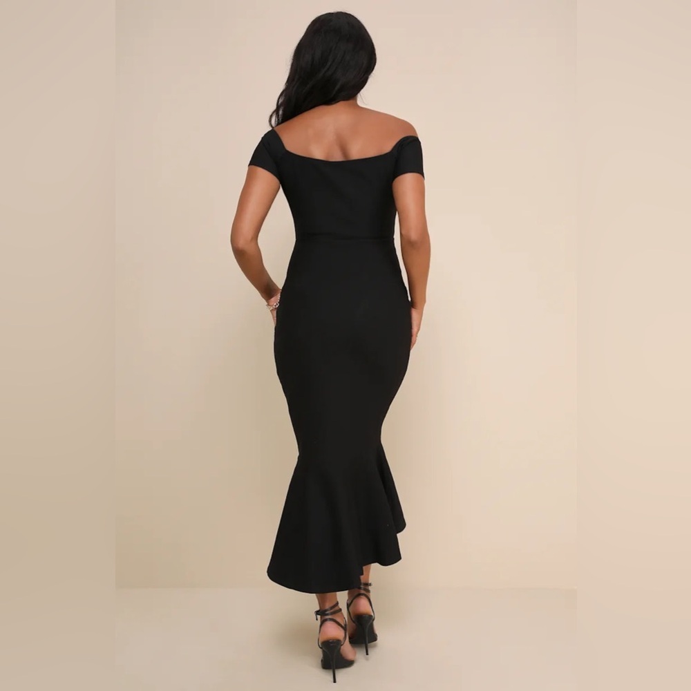 Lulus How Much I Care Black Off-the-Shoulder Midi Dress - Picture 7 of 11